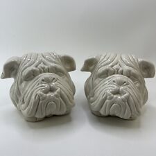Vintage Fitz & Floyd  Bulldog Head Pair Bookends Statue Set of 2 1976 picture