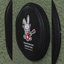 Vintage Y2K Jim Benton Happy Bunny Black Pleather CD/DVD Holder Wallet  RARE picture