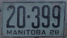 1928 MANITOBA License Plate #20-399 picture