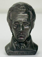 Vintage Andrew Jackson Miniature Metal Bust Figurine Paperweight 7th President picture
