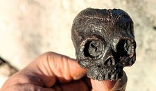 Handmade Skull Briar Tobacco Pipe, Gothic Ebonite Stem, Artisan Smoking Pipe picture