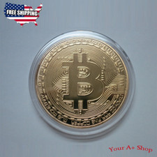Bitcoin Gold Plated Physical Bitcoin BTC Cryptocurrency Collectible Coin in Case picture