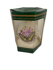 Vtg Bronner's  Glass Ornament SWALLOWTAIL BUTTERFLY / flowers - GINGER DON KUGEL picture