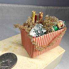 Vintage Dollhouse Miniature Christmas Gift Box Tinsel Tree Elf 1:12 Holiday picture