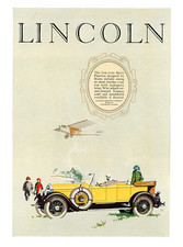 1926 Original Lincoln Ad. Sport Phaeton Model. Brunn-Designed. Fred Cole Art picture