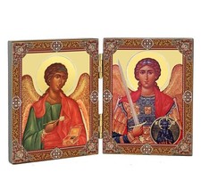 Archangel Raphael and Michael Christian Orthodox Catholic Icon Diptych Traveling picture