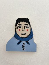 VTG Folk Art Figure Wall Hanging Acrylic Painted  Outsider  picture
