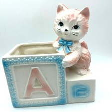 Relpo Japan 5305 Kitten Vintage Retro ceramic Planter Baby Nursery Kitsch picture