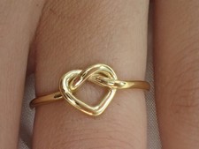 Solid Heart Knot Ring 14k Yellow Gold Plated Women's Engagement Jewelry picture