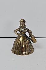 Vintage Miniature Brass Bell Dutch Lady Milk Maid Solid Brass Clapper 2.75