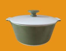 Vintage Corning Avocado Green And White Casserole picture
