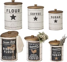 Primitives by Kathy 39060 Farmhouse Tin Canisters, Sugar/Coffee/Flour picture