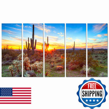Sechars Extra Large 5 Piece Arizona Painting Sonoran Desert At Sunset Picture picture
