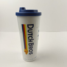 Dutch Bros Classic Design 18 Oz Tumbler Plastic Coffee Cup Blue Dutch Flow Lid picture
