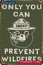 Vintage Metal Sign Smokey Bear Retro Metal Tin Sign Aluminum Sign for H picture