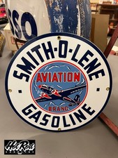SMITH-O-LENE AVIATION GASOLINE Porcelain Sign picture