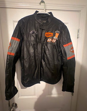 Harley-Davidson Leather Motorcycle Jacket with H-D Patches Men's Size m picture