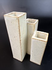 Evelyn LaMers Pottery Handmade Triple Vase ~ Vintage picture