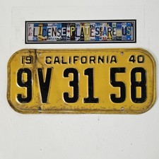 1940 California License Plate 🔥 Vintage Original Antique CA Tag 9V 31 58 picture