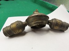 SALVAGED ANTIQUE BRASS CLUSTER W/ 2 MARKED WEBBER FAT BOY SOCKETS NO SWITCHES picture