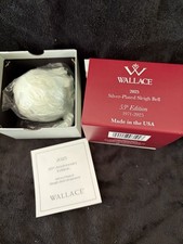 2025 Wallace Sleigh Bell 55th Ed Silverplate Ornament Silver Cardinal Poinsettia picture