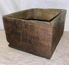 VTG ANTIQUE EMPTY WOODEN ATLAS POWDER  CO. BLASTING CAPS CRATE FOR DYNAMITE picture