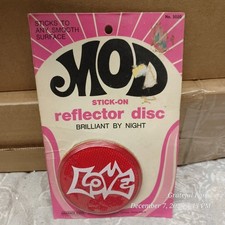Nos Vintage 1960's 1970's Mod LOVE Stick On Reflector Disc Groovy MADE IN USA picture