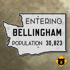 Entering Bellingham Washington city limit highway road sign state outline 15x10 picture