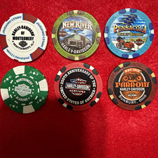 Harley-Davidson Dealer Poker Chip Lot of of 6. . Al, Fl,Oh,NC picture