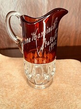 1906 STATE FAIR~RARE ANTIQUE RUBY RED CRYSTAL GLASS PITCHER KAMINSKI picture