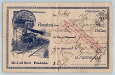 1914 WWI Philadelphia Money Order Receipt Grodno Russia Red War Stamp Train Map picture