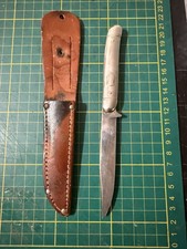 Vintage Imperial USA fixed blade hunting knife RARE W/ Sheath OLD Sheild Design picture