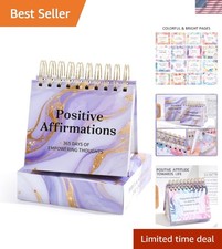Stylish Daily Affirmations Flip Calendar - Motivational Desk Accessory in Gold picture