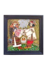 Ukrainian folk traditional painting on glass 2003 handmade framed wall decor... picture