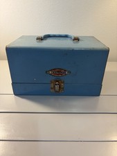 Vintage Craftsman Metal Tool Box Blue Case Yellow Inside. Made In USA picture
