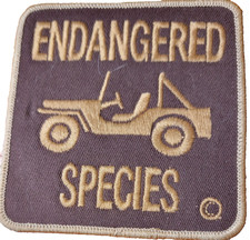 Vintage Willys Jeep Endangered Species  Embroidered Patch Badge Gol Border picture