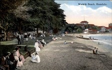 Honolulu HI Waikiki Beach c1900s-10s Vintage Postcard bhn picture