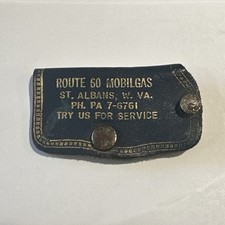 Vintage Route 60 Mobilgas Advertising Leather Keychain St. Albans WV picture