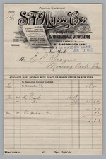 1912 SF Myers Co Jewelry Statement Maiden Lane NYC Roaring Creek PA Watch Bill picture