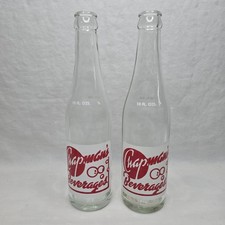 Vintage Chapman's Beverages 10 Oz ACL Glass Soda Bottles Red & White Lot of 2 picture