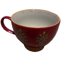 Dutch Wax by Coastline Imports Handpainted Ceramic Footed Cup/Mug Red Floral picture