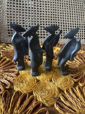 Vintage Japanese Statues FigureSet Of 4 Cast Iron Mid Century Modern Paperweight picture
