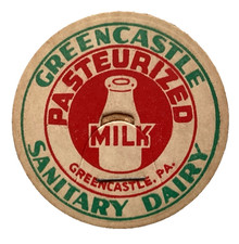 GREEN CASTLE SANITARY DAIRY  GREEN CASTLE  PENNSYLVANIA  PA  MILK BOTTLE CAPS picture