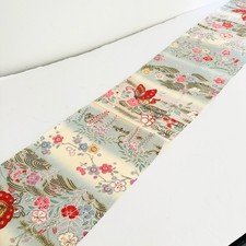 Moth Dance #D 7x81-2.25yd LONG Vintage Japanese Chirimen Kimono Silk Fabric CK90 picture