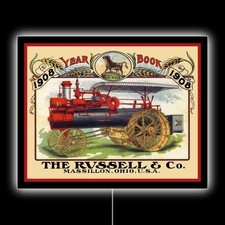 1908 Russell Steam Traction Engine NEW LED Hanging Lighted Sign: 18x23