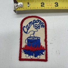 Vintage 1968 Boy Scout Camporee Patch 2x3” BSA Cut Edge Red Blue Generic Issued picture