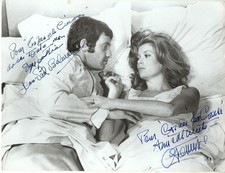 FRENCH ACTORS JEAN-PAUL BELMONDO & CATHERINE DENEUVE, SIGNED VINTAGE PHOTO. picture