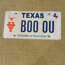 Vintage Texas Vanity License Plate UT Longhorns Football “BOO OU” Custom picture