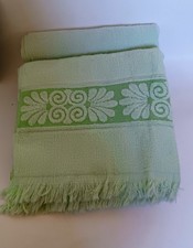 Set Of 2 Vintage Cannon Monticello Mint Green Bath Towels Fringe picture