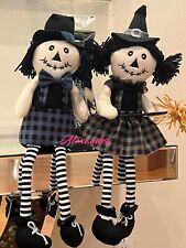 Halloween Scarecrow Set Boy And Girl Shelf Sitter Fall Decor 21” picture